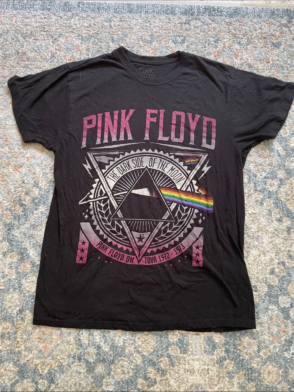 Pink Floyd Soft Black T-Shirt with Rainbow Prism Size S/M
